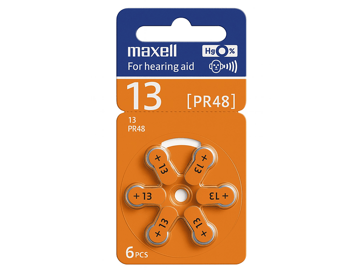 Pack 6 Pilas Para Audífonos Maxell 13 Auditivas 1