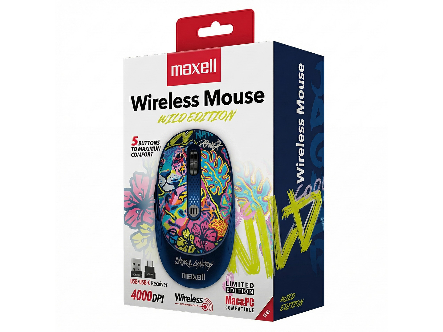 Mouse Inalámbrico Maxell Wild Jaguar 4000dpi Usb/usb-c 3