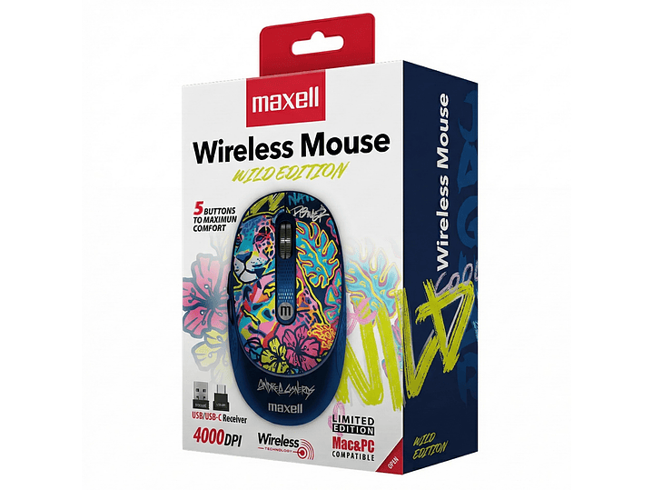 Mouse Inalámbrico Maxell Wild Jaguar 4000dpi Usb/usb-c 3