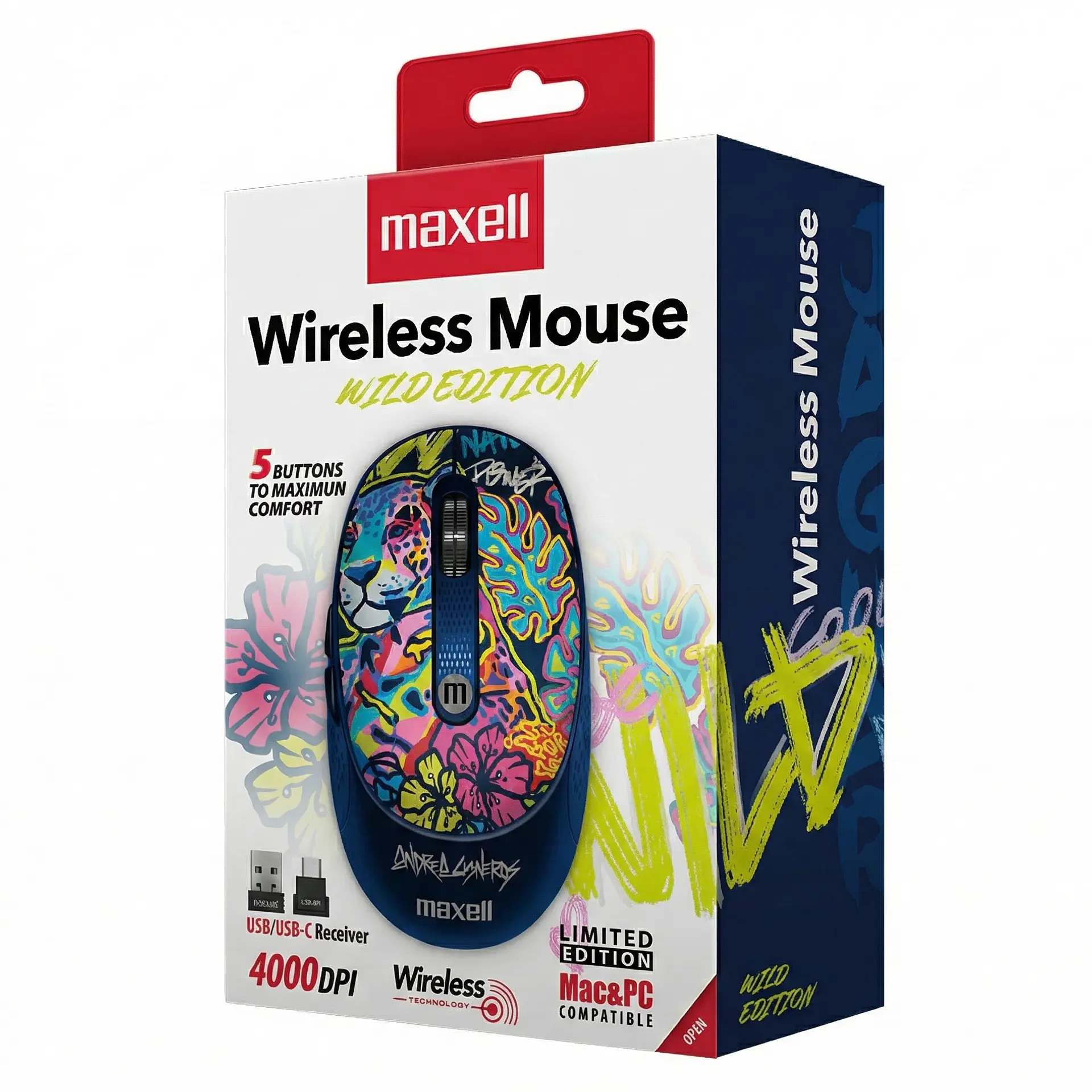 Mouse Inalámbrico Maxell Wild Jaguar 4000dpi Usb/usb-c 3