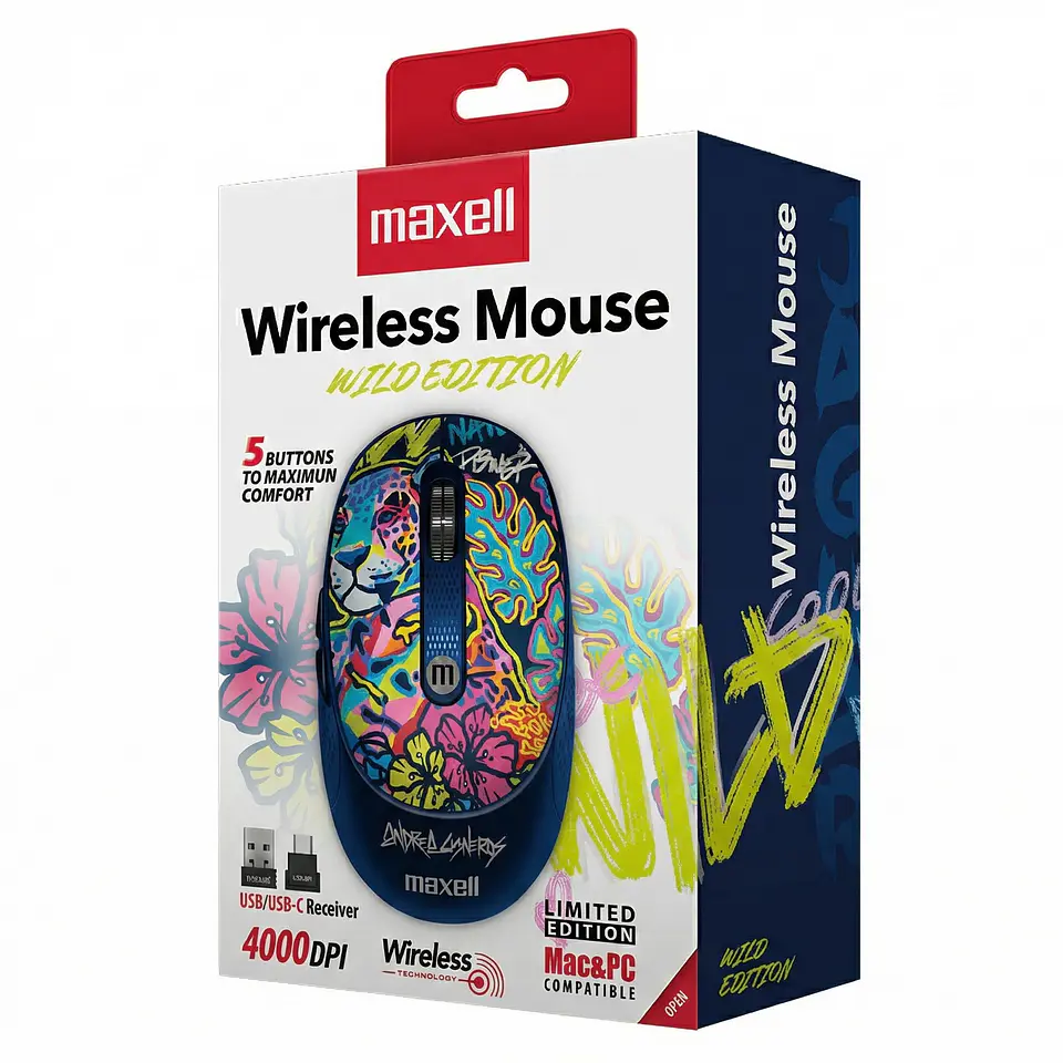 Mouse Inalámbrico Maxell Wild Jaguar 4000dpi Usb/usb-c 3
