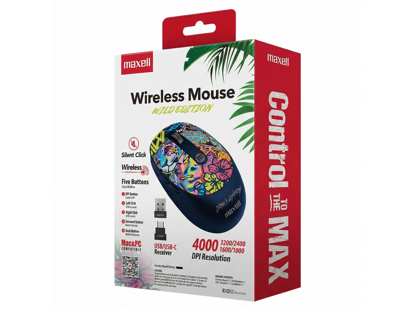 Mouse Inalámbrico Maxell Wild Jaguar 4000dpi Usb/usb-c 4