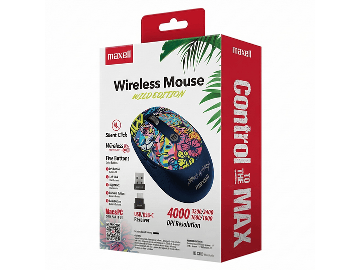 Mouse Inalámbrico Maxell Wild Jaguar 4000dpi Usb/usb-c 4