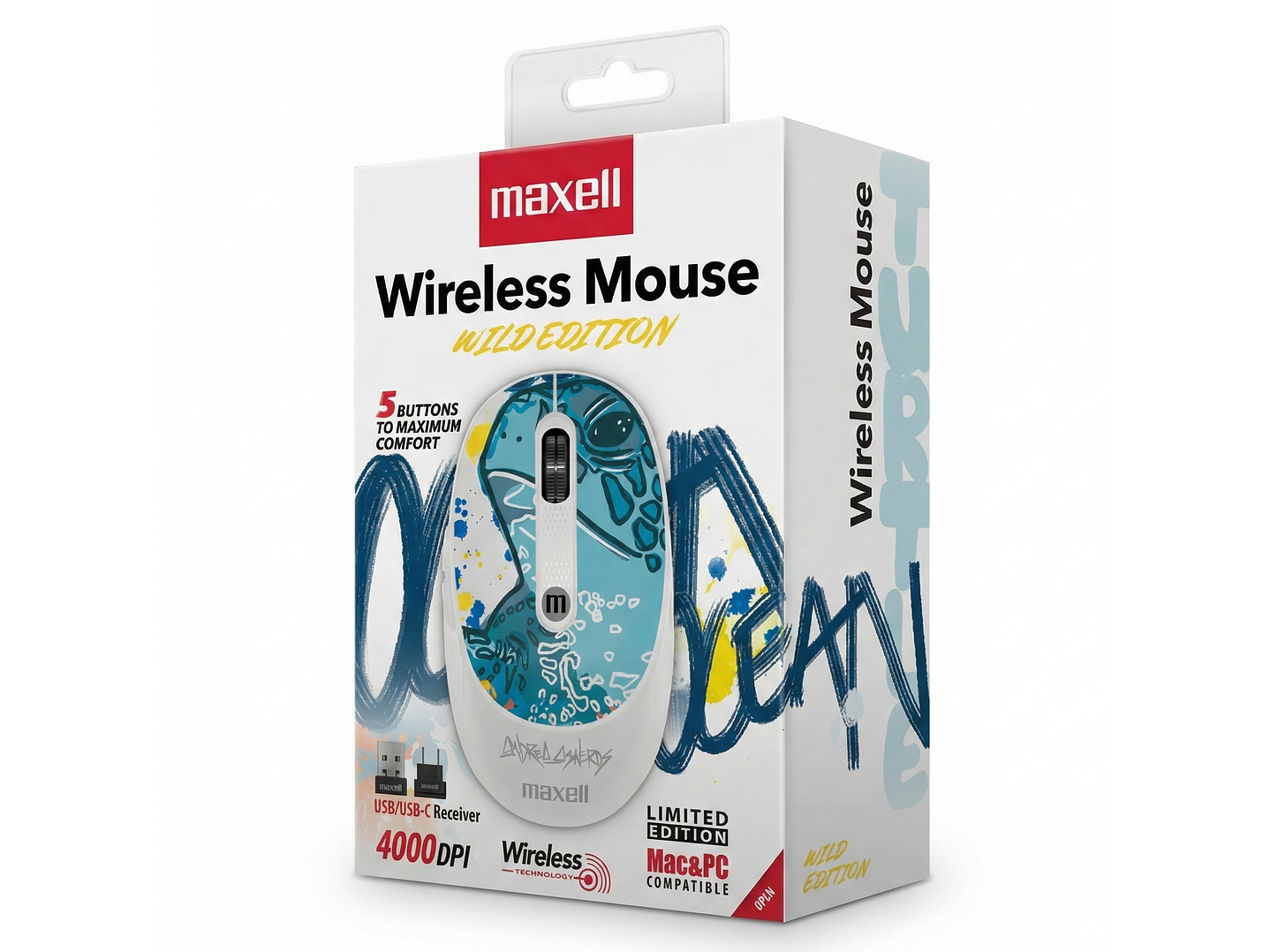 Mouse Inalámbrico Maxell Wild Tortuga 4000dpi Usb/usb-c 4