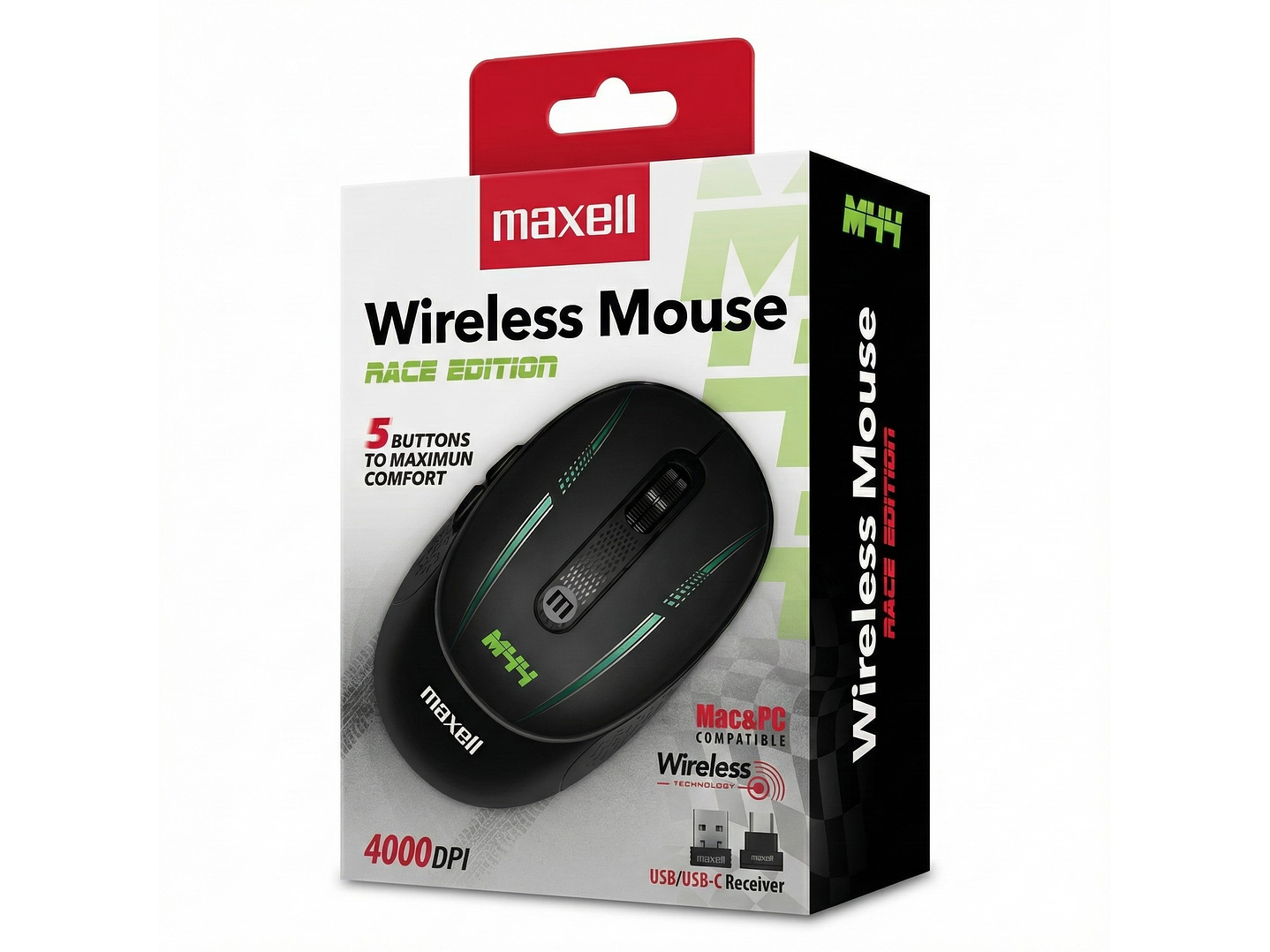 Mouse Inalámbrico Maxell Race M44 4000dpi Usb/usb-c 3