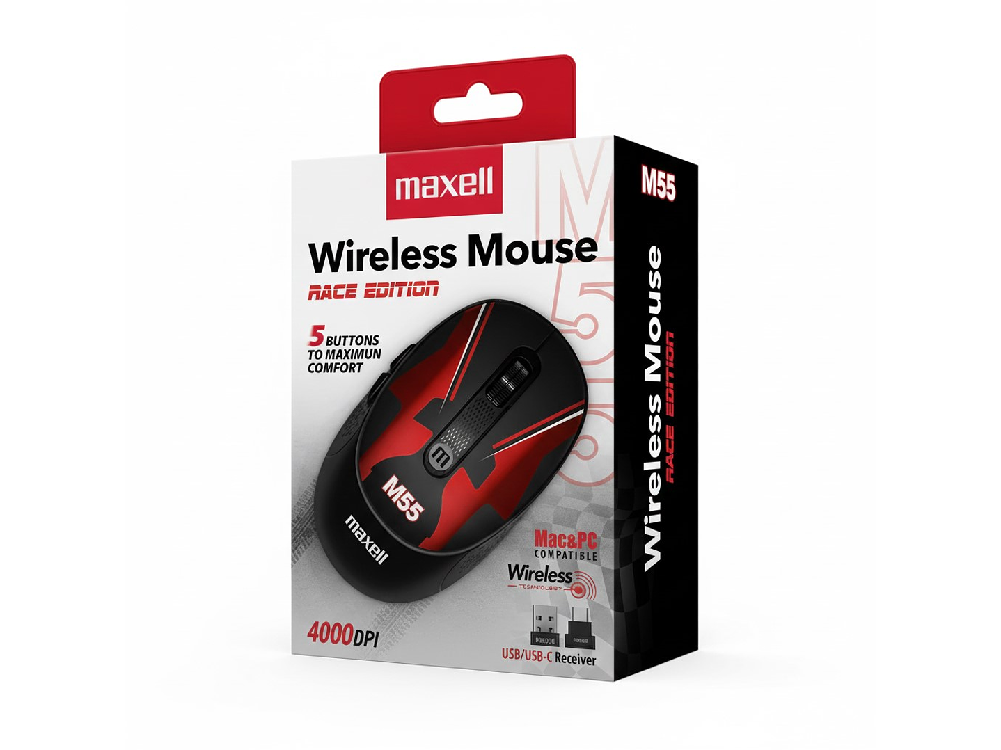 Mouse Inalámbrico Maxell Race M55 4000dpi Usb/usb-c 3