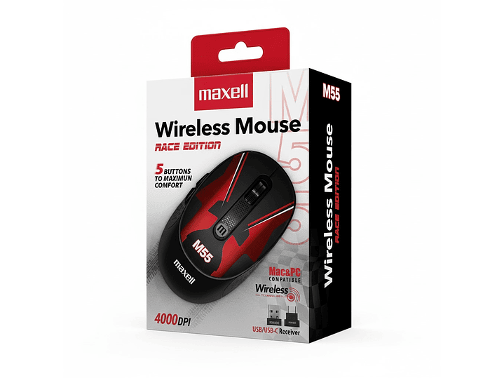 Mouse Inalámbrico Maxell Race M55 4000dpi Usb/usb-c 3