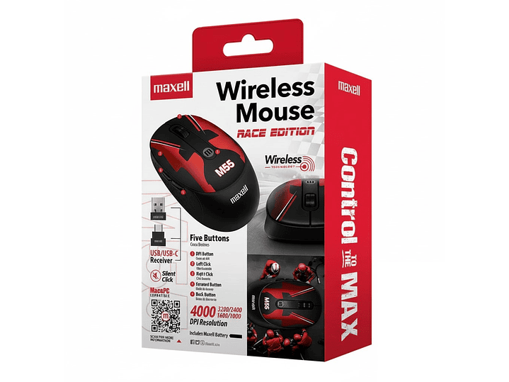Mouse Inalámbrico Maxell Race M55 4000dpi Usb/usb-c 4