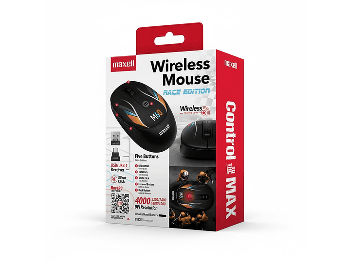 Mouse Inalámbrico Maxell Race M60 4000dpi Usb/usb-c 4