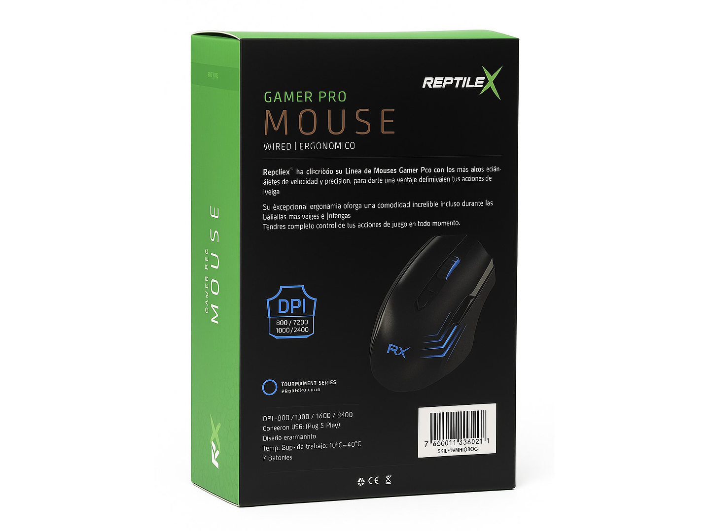 Mouse Gamer ReptileX RX0047 2400 dpi Retroiluminado 6