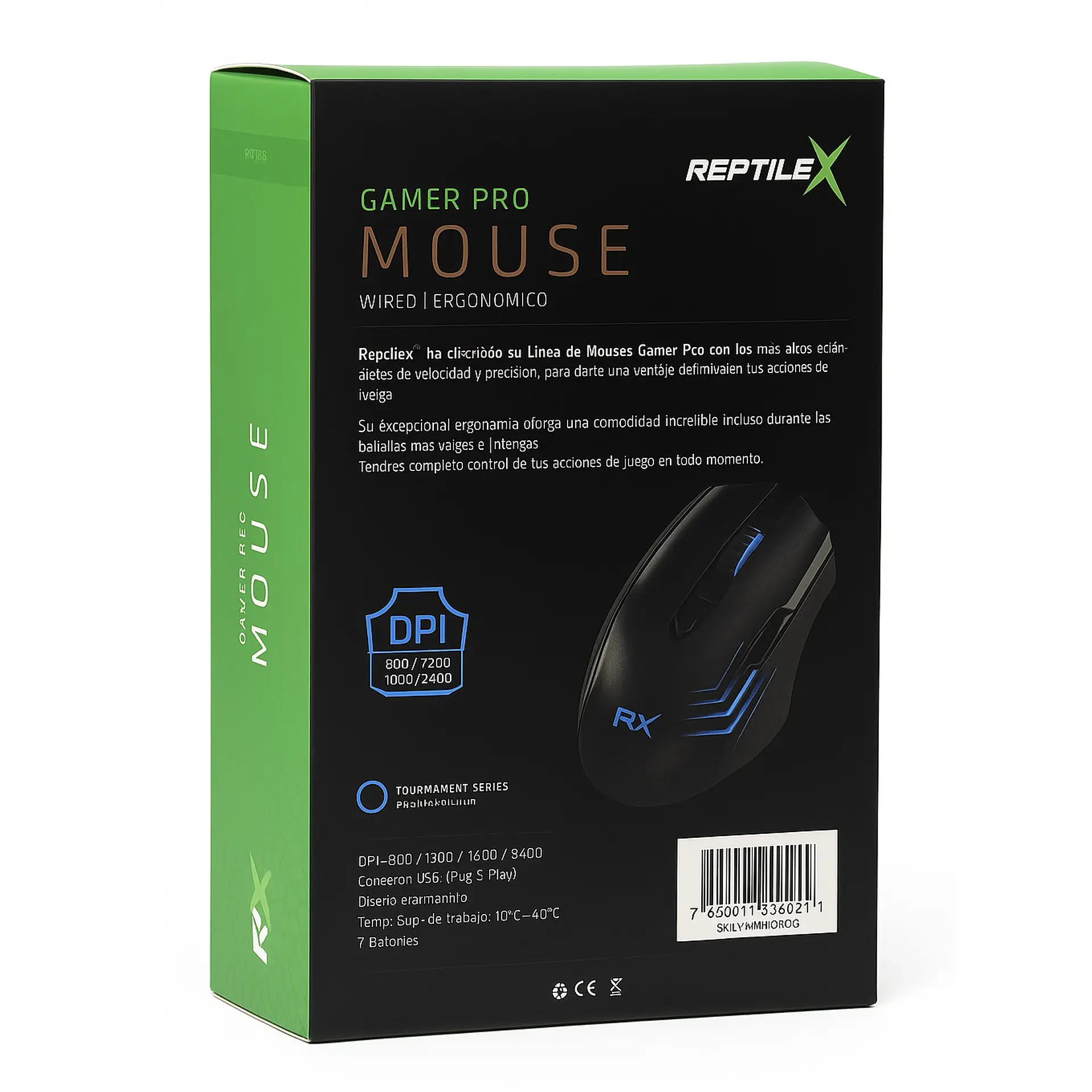 Mouse Gamer ReptileX RX0047 2400 dpi Retroiluminado 6