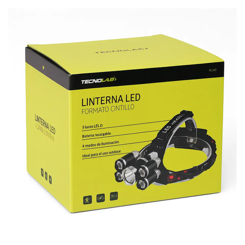 Linterna Cintillo Led Tecnolab 5 Focos Recargable TL143 6