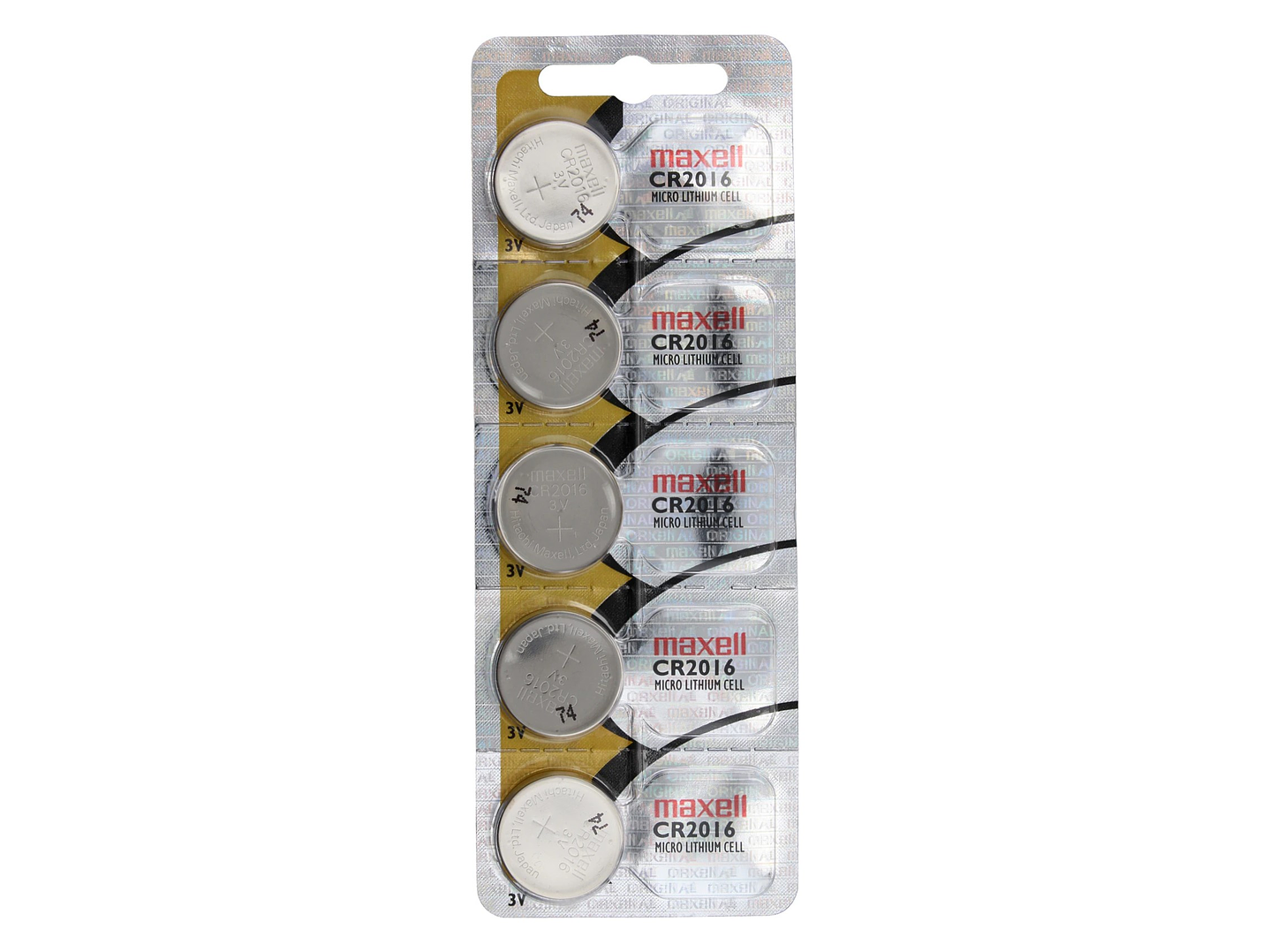 Pack 5 Pilas CR 2016 3v Maxell Tipo Botón Holograma 1