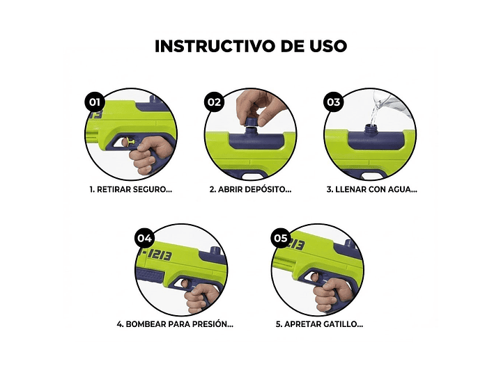 Juguete Pistola Lanza Agua Doble Chorro 400ml DBG1604G 5