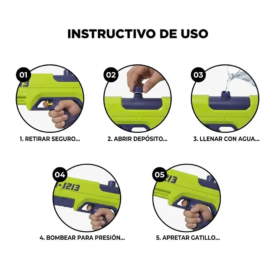 Juguete Pistola Lanza Agua Doble Chorro 400ml DBG1604G 5