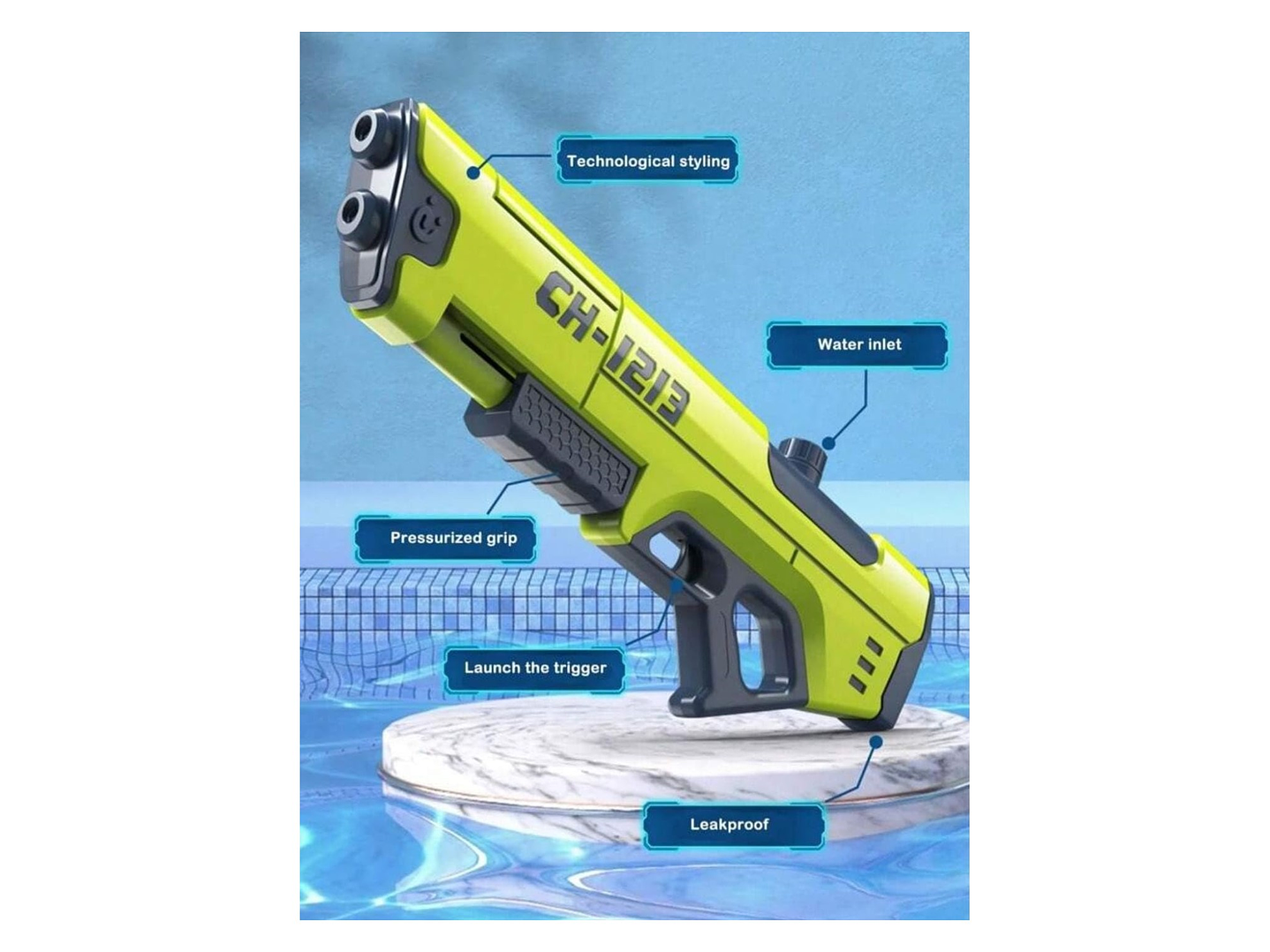 Juguete Pistola Lanza Agua Doble Chorro 400ml DBG1604G 6