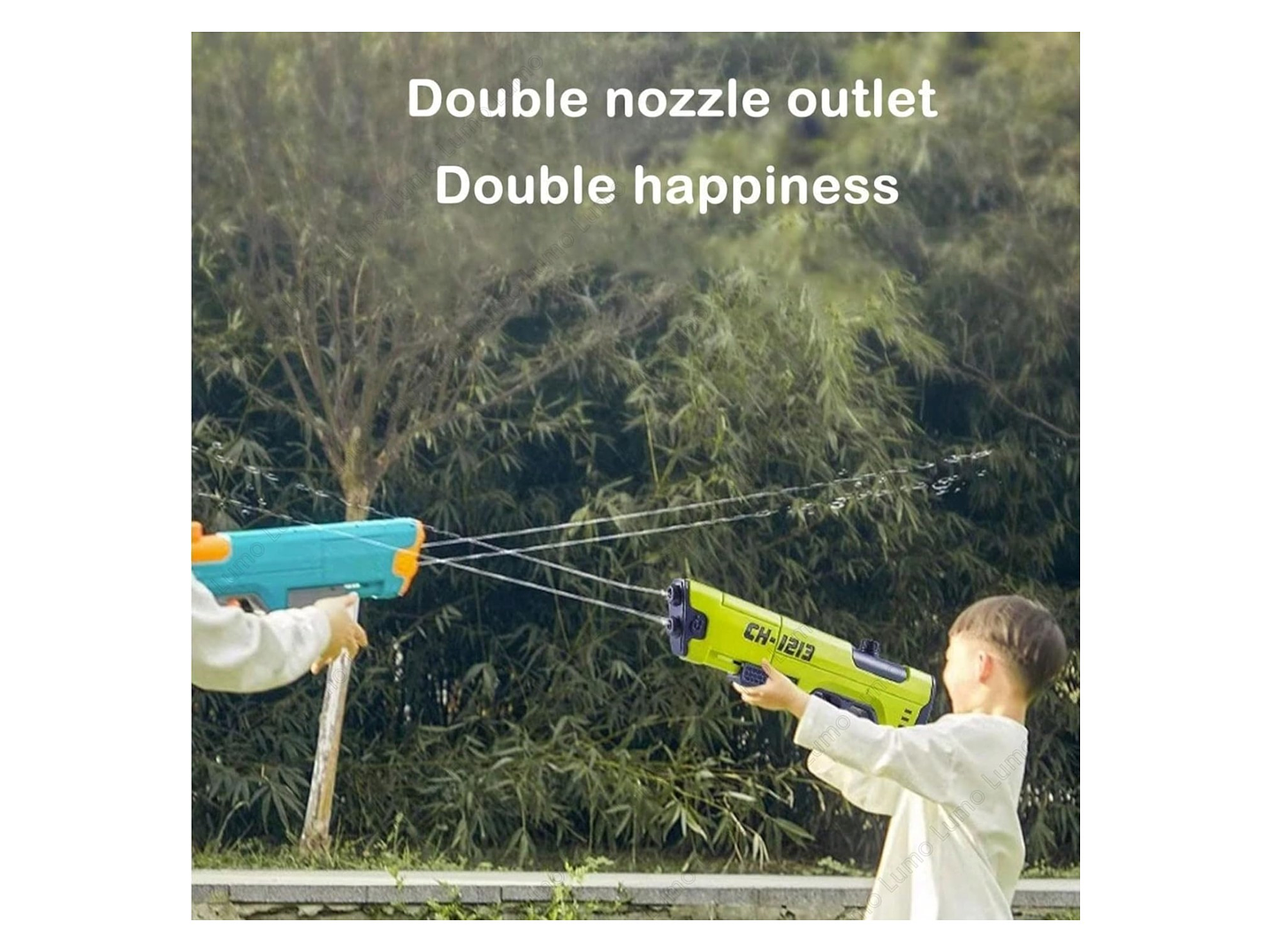 Juguete Pistola Lanza Agua Doble Chorro 400ml DBG1604G 7