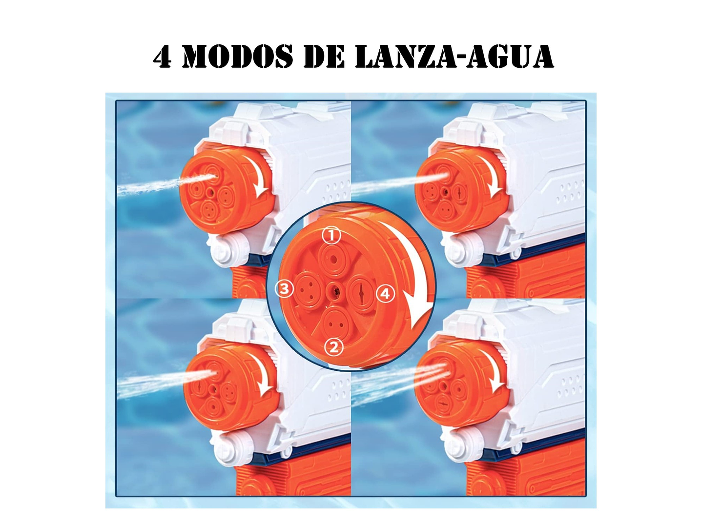 Juguete Pistola Lanza Agua 4 Chorros Tanque 890ml DBG1632 6