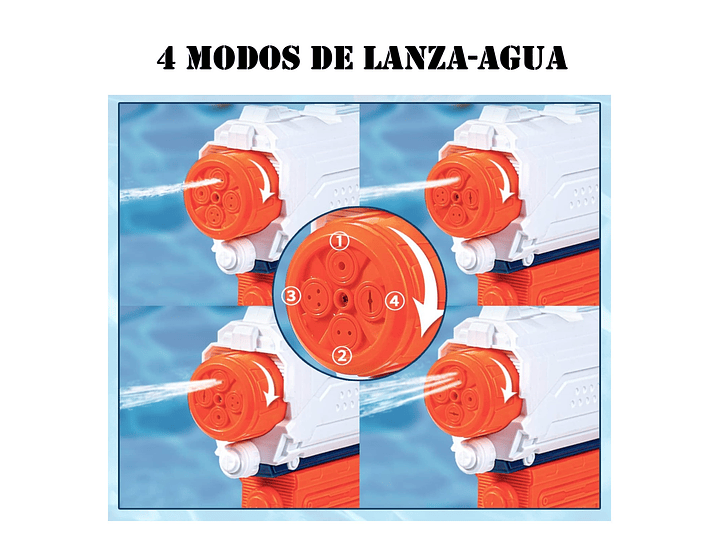 Juguete Pistola Lanza Agua 4 Chorros Tanque 890ml DBG1632 6