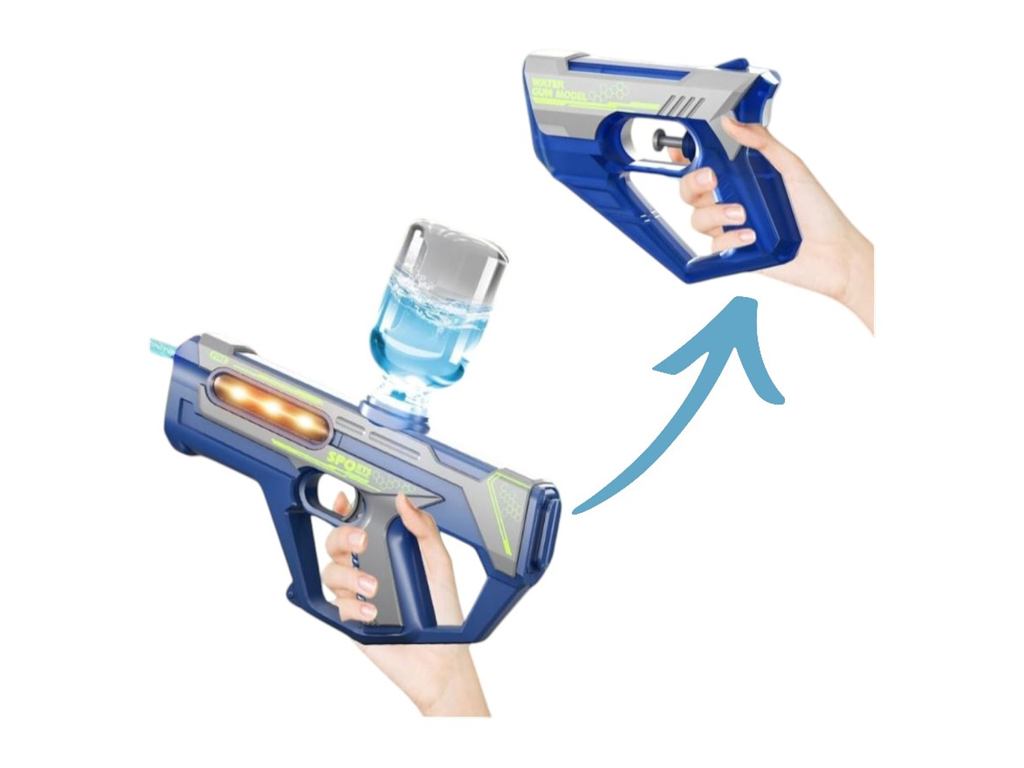 Juguete Pistola Lanza Agua 2 En 1 Recargable DBG1658BL Azul 7