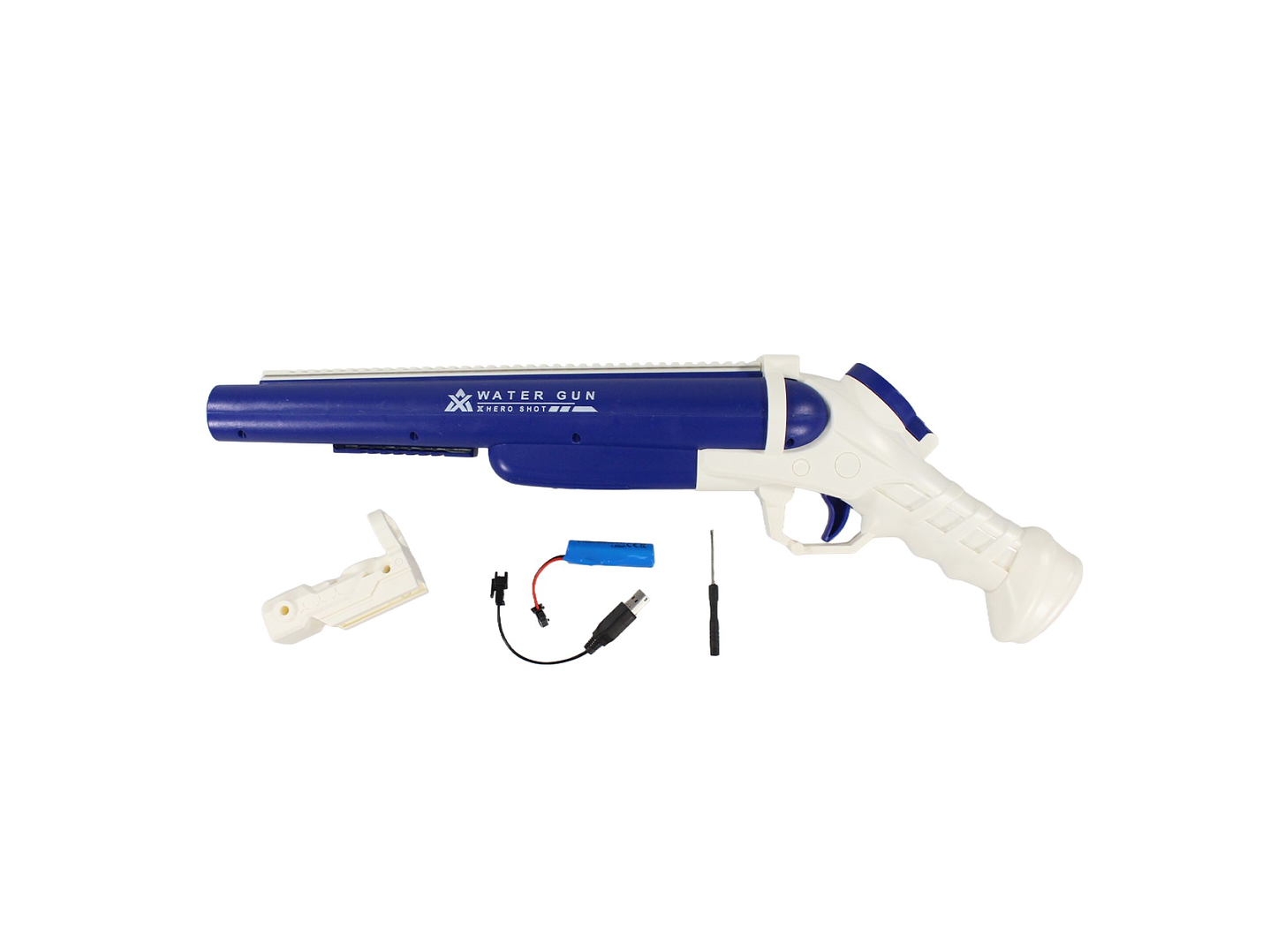 Juguete Pistola Lanza Agua Eléct Doble Cañon DBG1656BL Azul 4