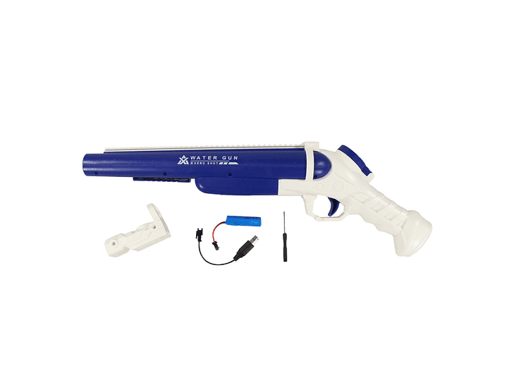 Juguete Pistola Lanza Agua Eléct Doble Cañon DBG1656BL Azul 4