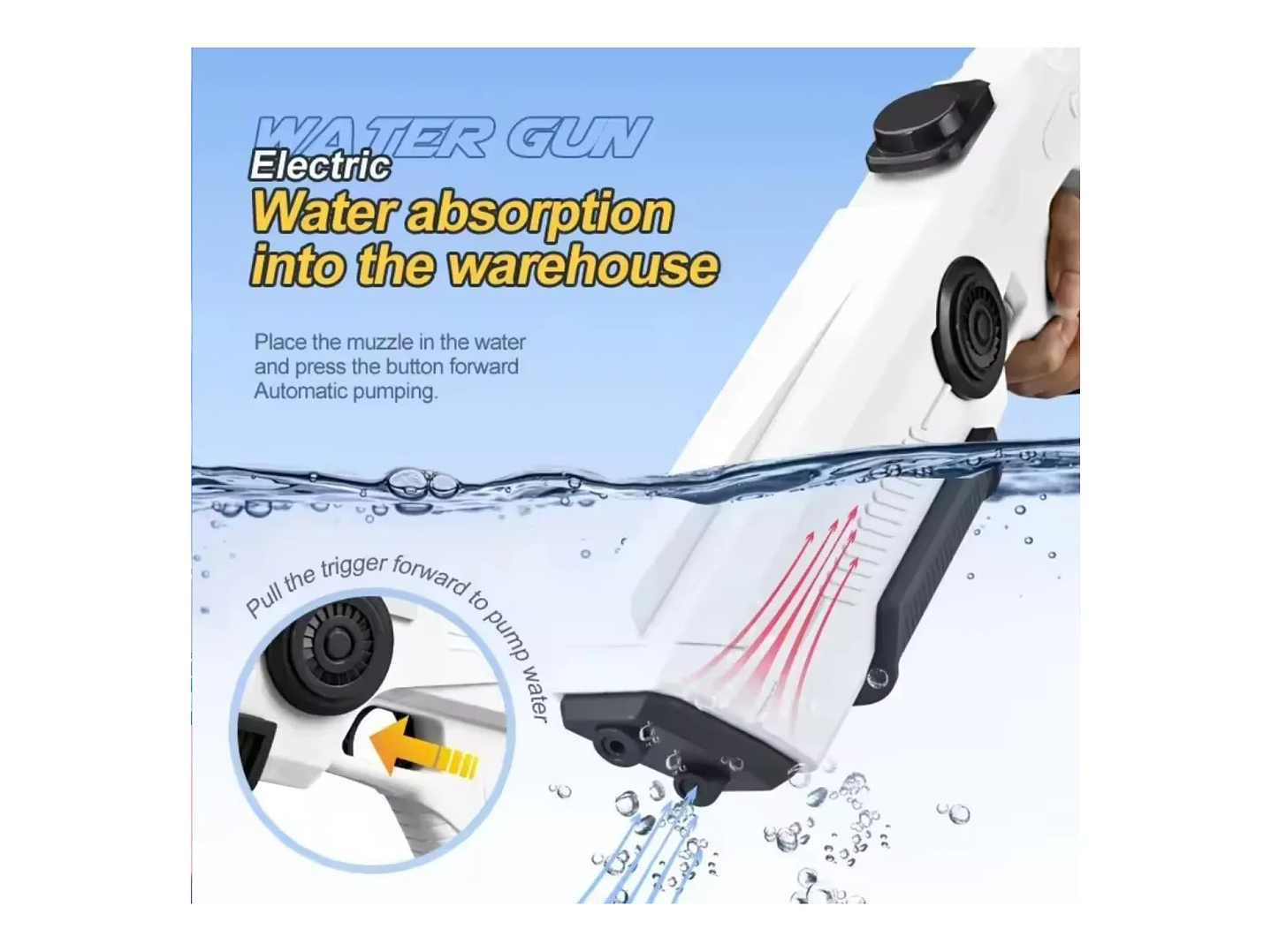 Juguete Pistola Agua Recargable Absorción DBG1657W Blanco 5