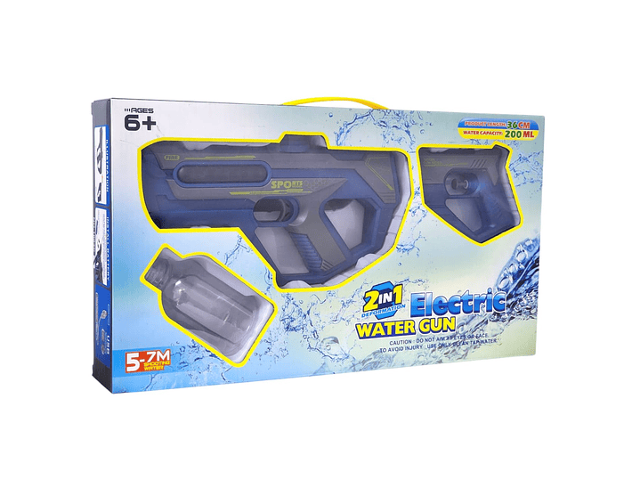 Juguete Pistola Lanza Agua 2 En 1 Recargable DBG1658BL Azul 10