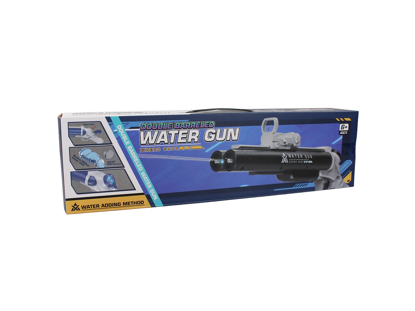 Juguete Pistola Lanza Agua Eléct Doble Cañon DBG1656BL Azul 5
