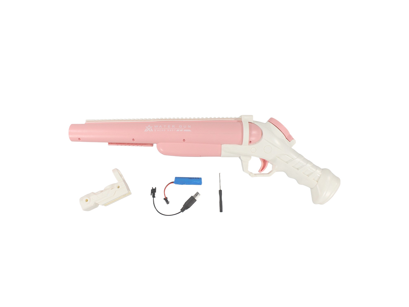 Juguete Pistola Lanza Agua Eléct Doble Cañon DBG1656P Rosa 4