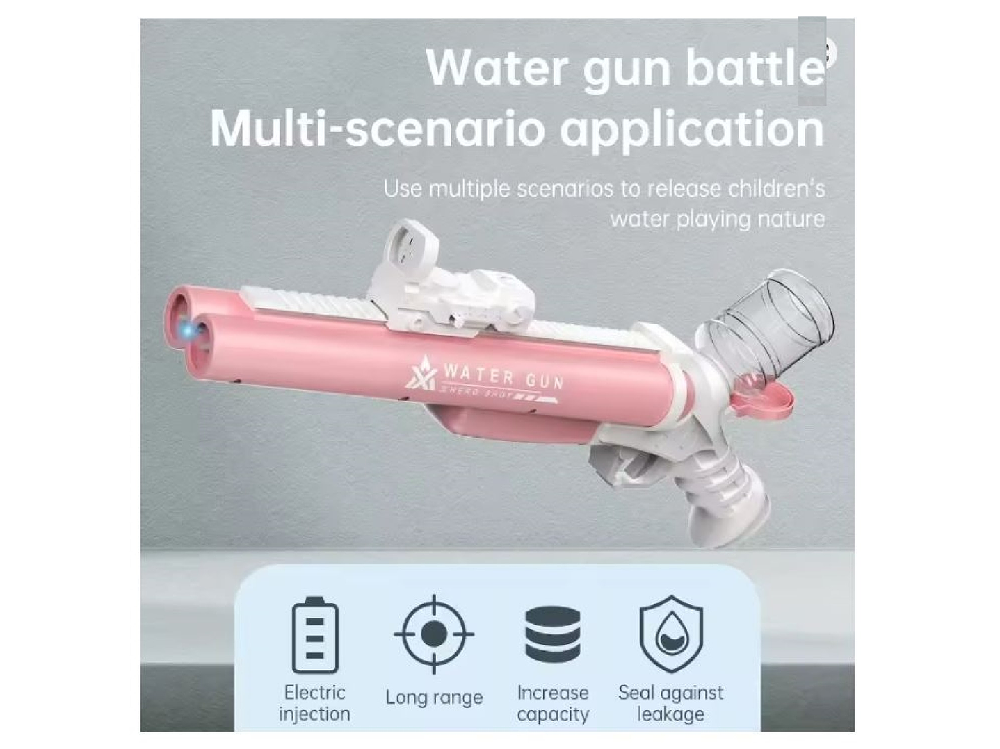 Juguete Pistola Lanza Agua Eléct Doble Cañon DBG1656P Rosa 5