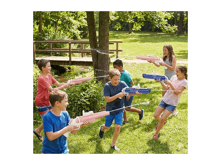 Juguete Pistola Lanza Agua Eléct Doble Cañon DBG1656P Rosa 6