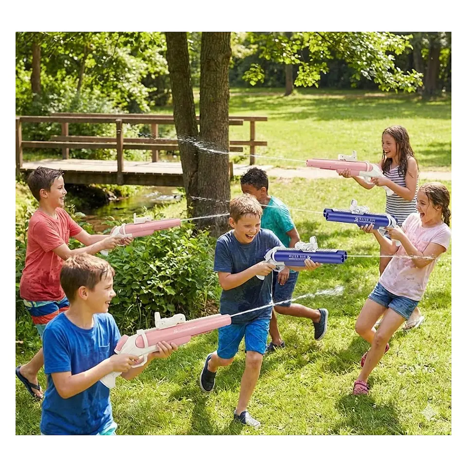 Juguete Pistola Lanza Agua Eléct Doble Cañon DBG1656P Rosa 6