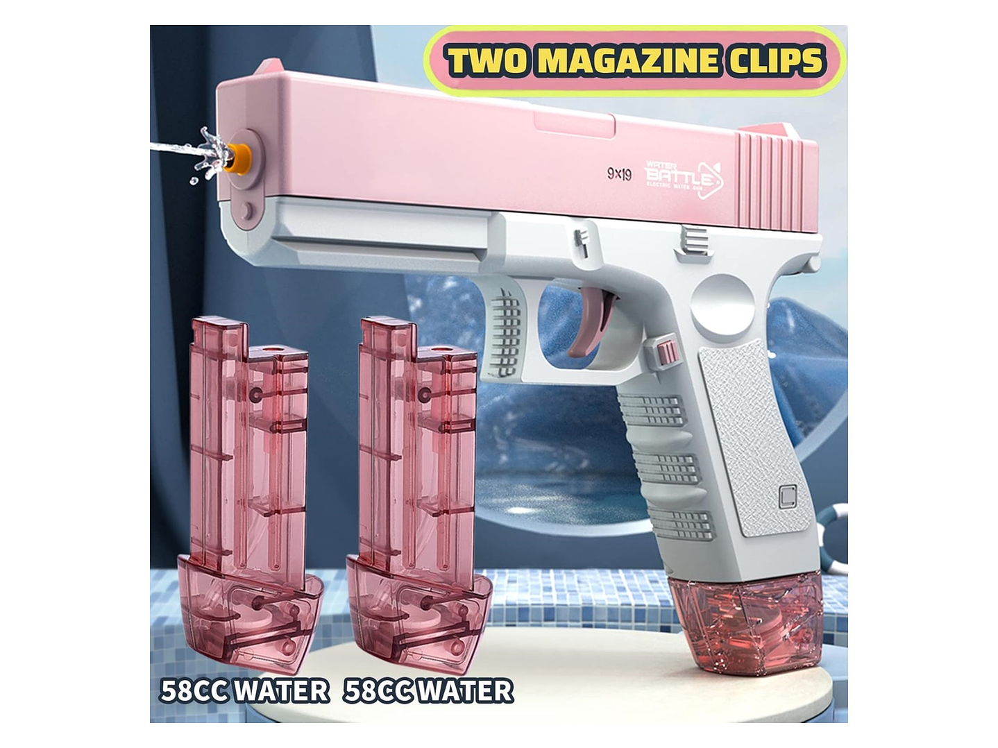 Pistola de Agua Eléctrica Recargable Presión DBG1652 Rosa 5