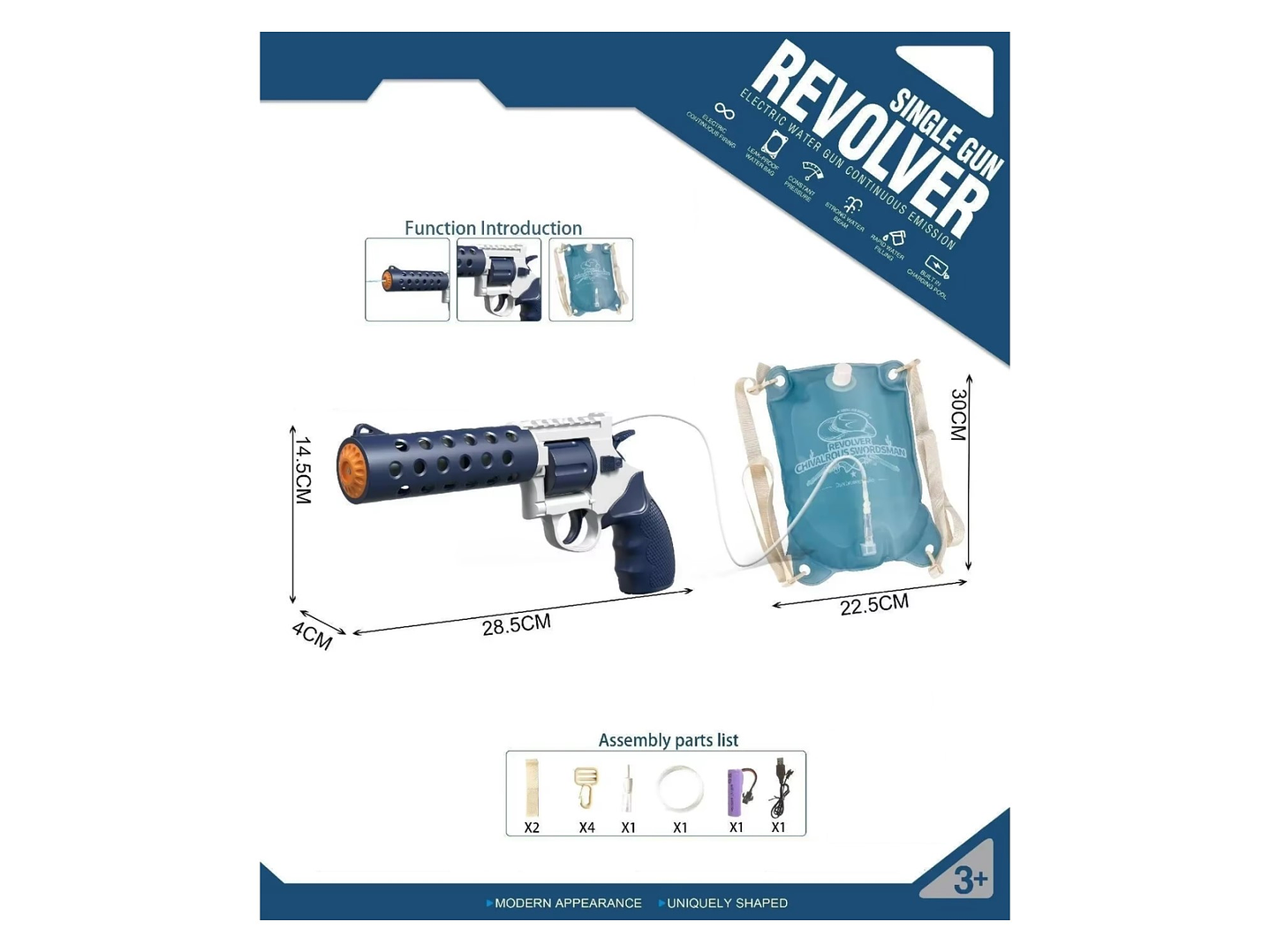 Juguete Pistola De Agua Eléctrica Revolver Backpack DBG1797  6