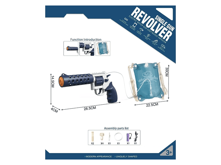 Juguete Pistola De Agua Eléctrica Revolver Backpack DBG1797  6