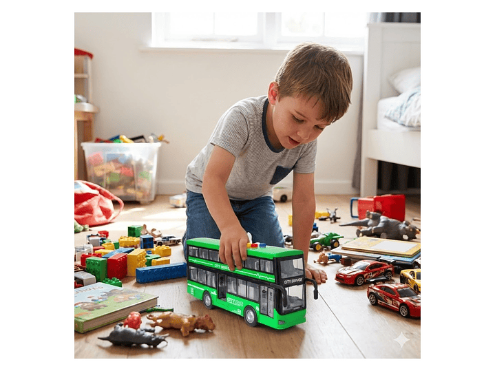 Juguete Autobús Dos Pisos Luces Sonidos 1:16 DBG1680G Verde 6