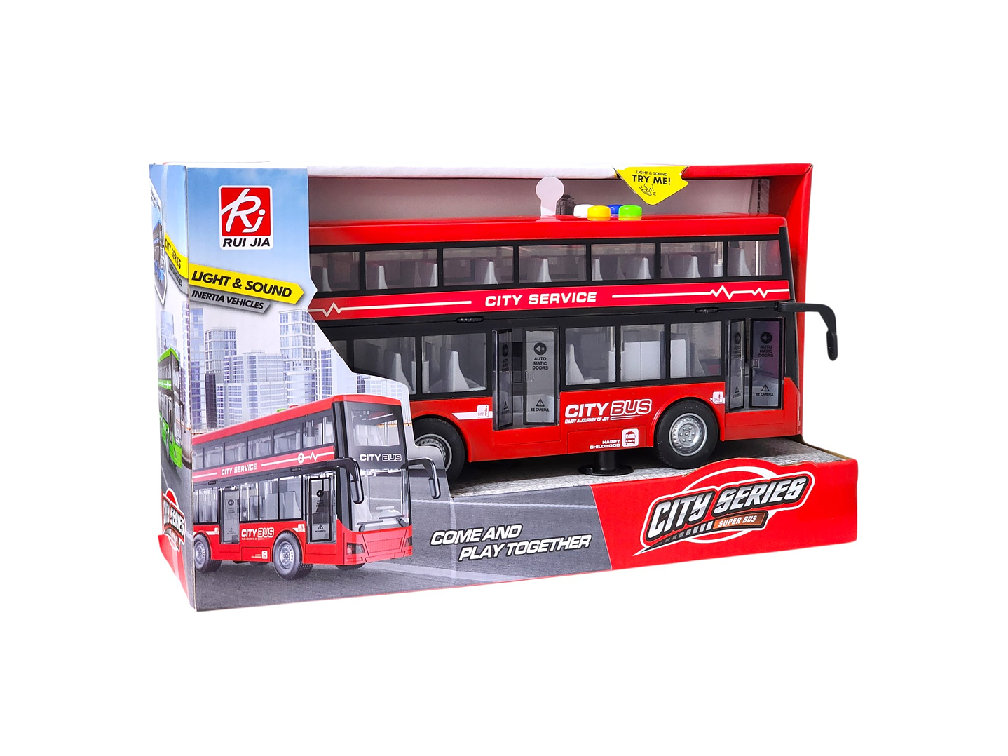 Juguete Autobús Dos Pisos Luces Sonidos 1:16 DBG1680R Rojo 6