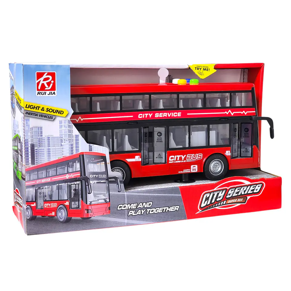 Juguete Autobús Dos Pisos Luces Sonidos 1:16 DBG1680R Rojo 6