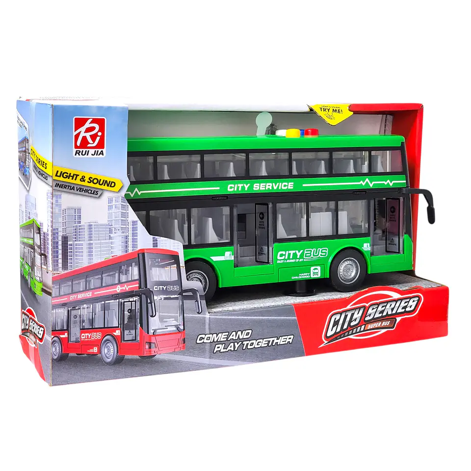 Juguete Autobús Dos Pisos Luces Sonidos 1:16 DBG1680G Verde 7