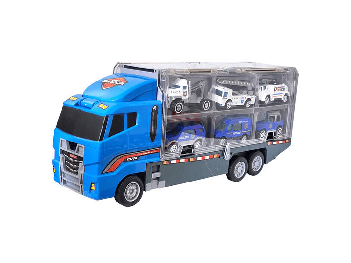 Juguete Camión Transporte Policial Fricción 6 Autos DBG1611 1