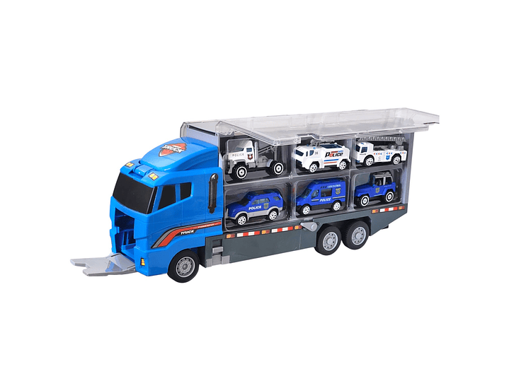 Juguete Camión Transporte Policial Fricción 6 Autos DBG1611 2