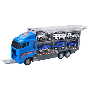Juguete Camión Transporte Policial Fricción 6 Autos DBG1611