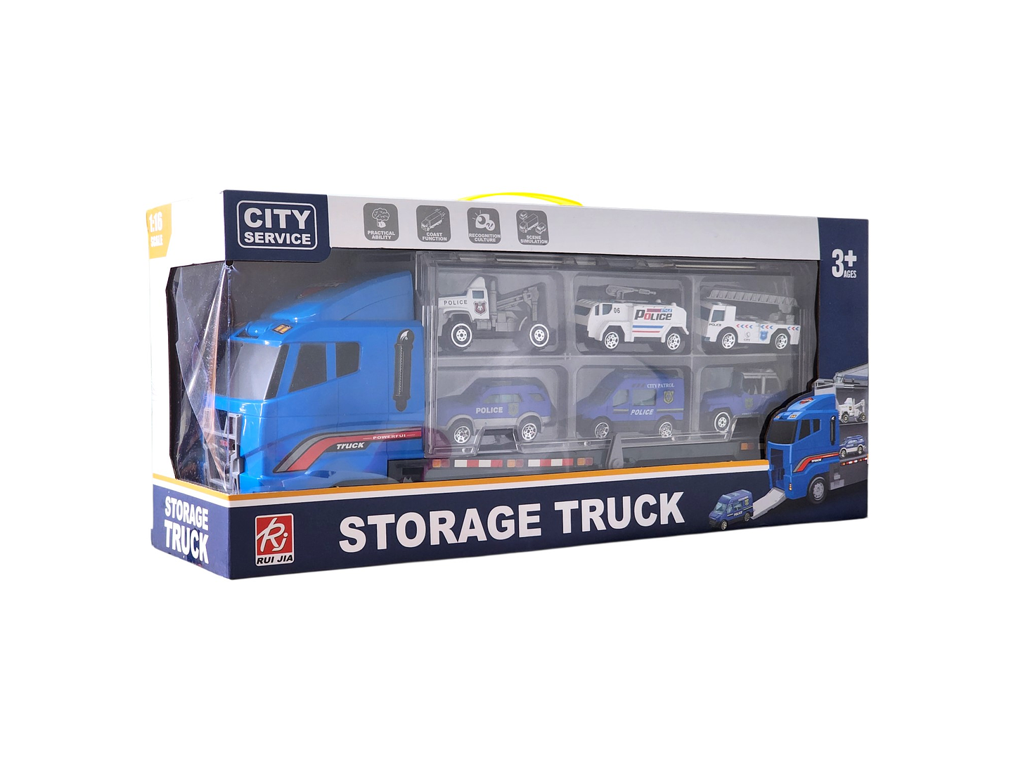 Juguete Camión Transporte Policial Fricción 6 Autos DBG1611 8