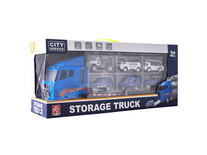 Juguete Camión Transporte Policial Fricción 6 Autos DBG1611 8