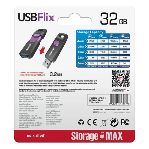 Pendrive 32GB Maxell USBFlix 3.2