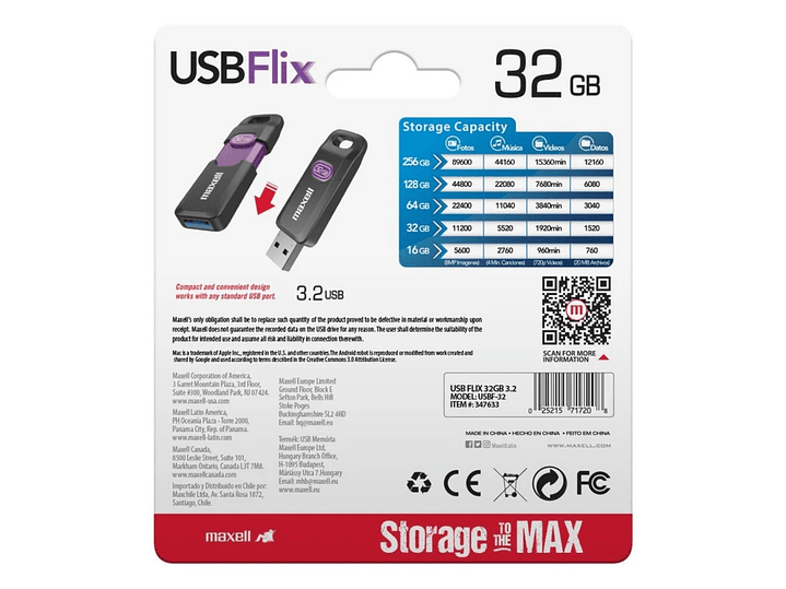 Pendrive 32GB Maxell USBFlix 3.2 2