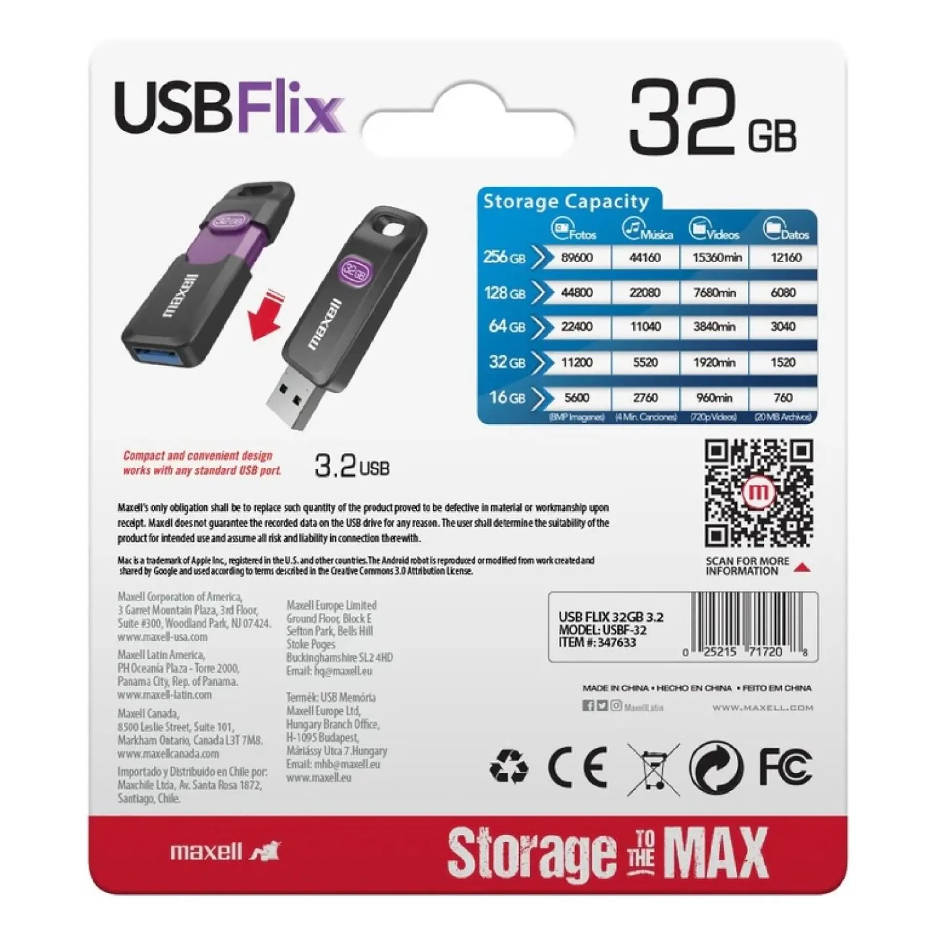 Pendrive 32GB Maxell USBFlix 3.2 2