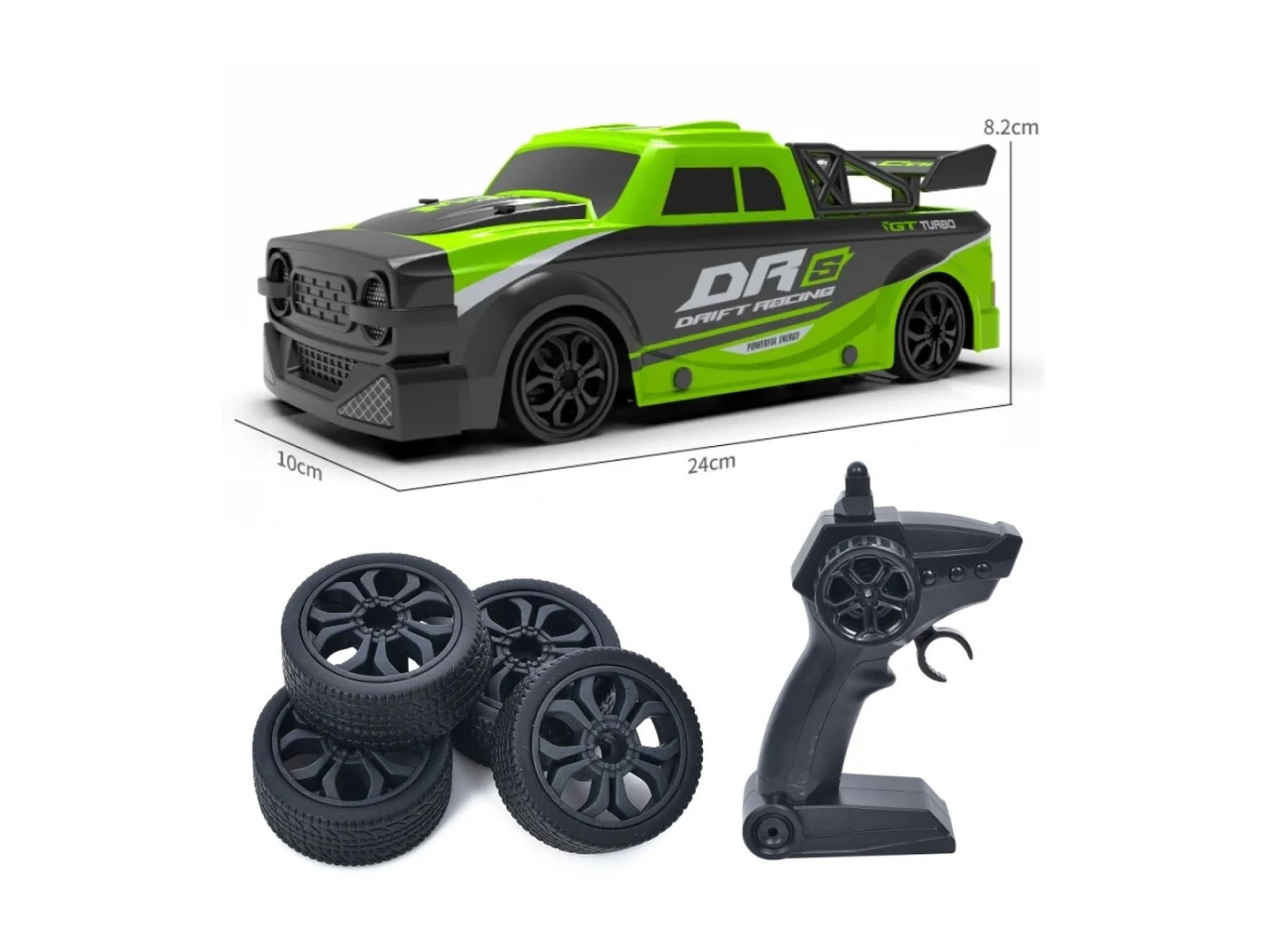 Auto Control Remoto Drift 4 Canales Luces Led DBG1599G Verde 6