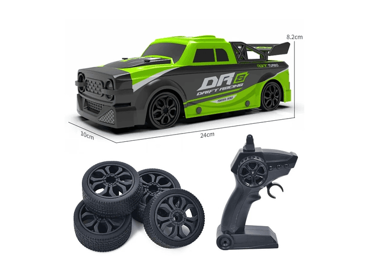 Auto Control Remoto Drift 4 Canales Luces Led DBG1599G Verde 6